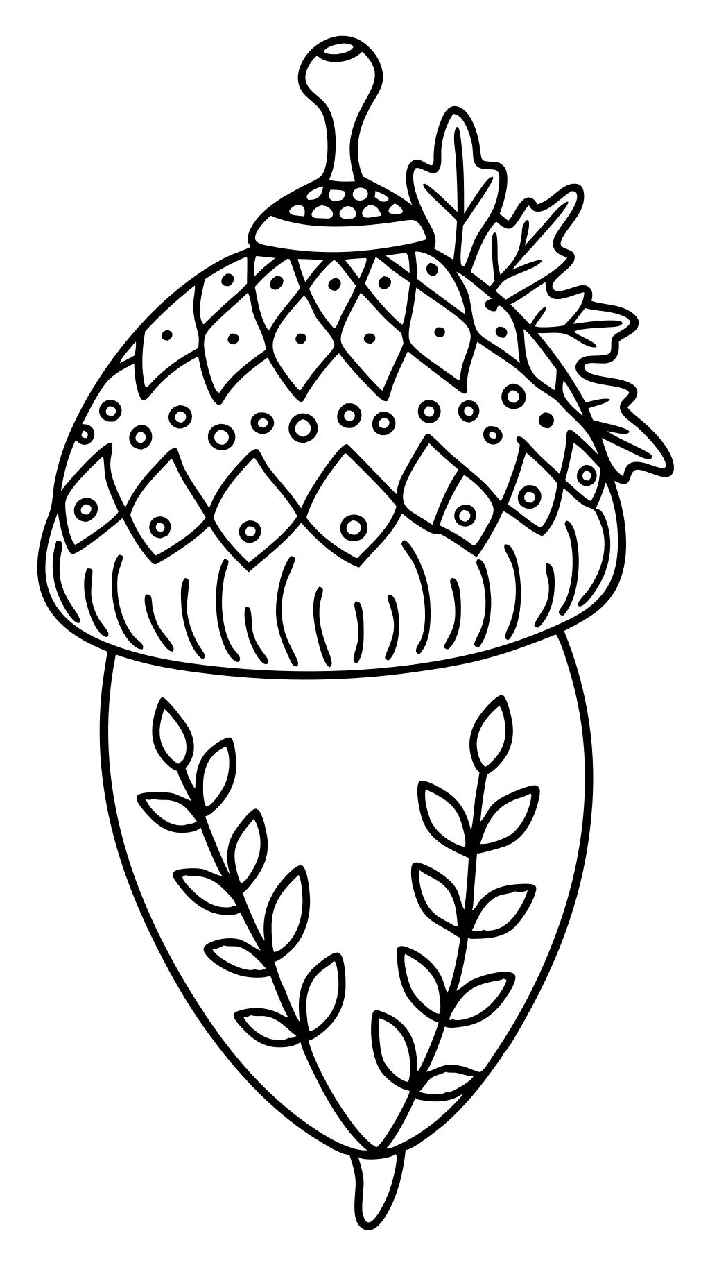 coloring page of acorn